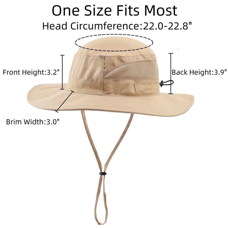 Connectyle Womens Outdoor Mesh Boonie Sun Hat Summer Wide Brim UV Protection Fishing Hat Safari Cap Khaki - Image 3